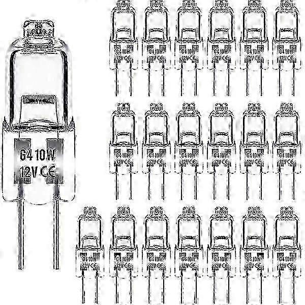 Enhanced Quality 20-Pack 10W 12V Warm White Halogen G4 Bulbs - Low Voltage Bi-Pin Light Sources for Various Applications