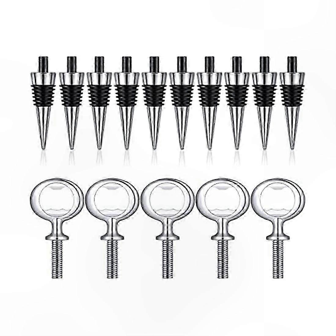 10 Wine Stoppers & 5 Blank Bottle Opener Inserts for DIY Crafting Projects Hardware Set