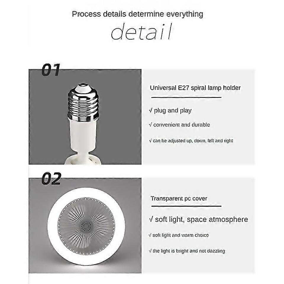 Per ventilatore da soffitto con telecomando e luce Ventilatore con lampada a led da 30w Bianco