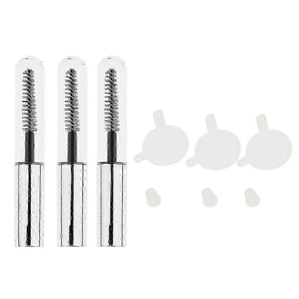 3x4ml Makeup Empty Mascara Tube Round Bottom with Eyelash Wand 3 Funnels Set hr