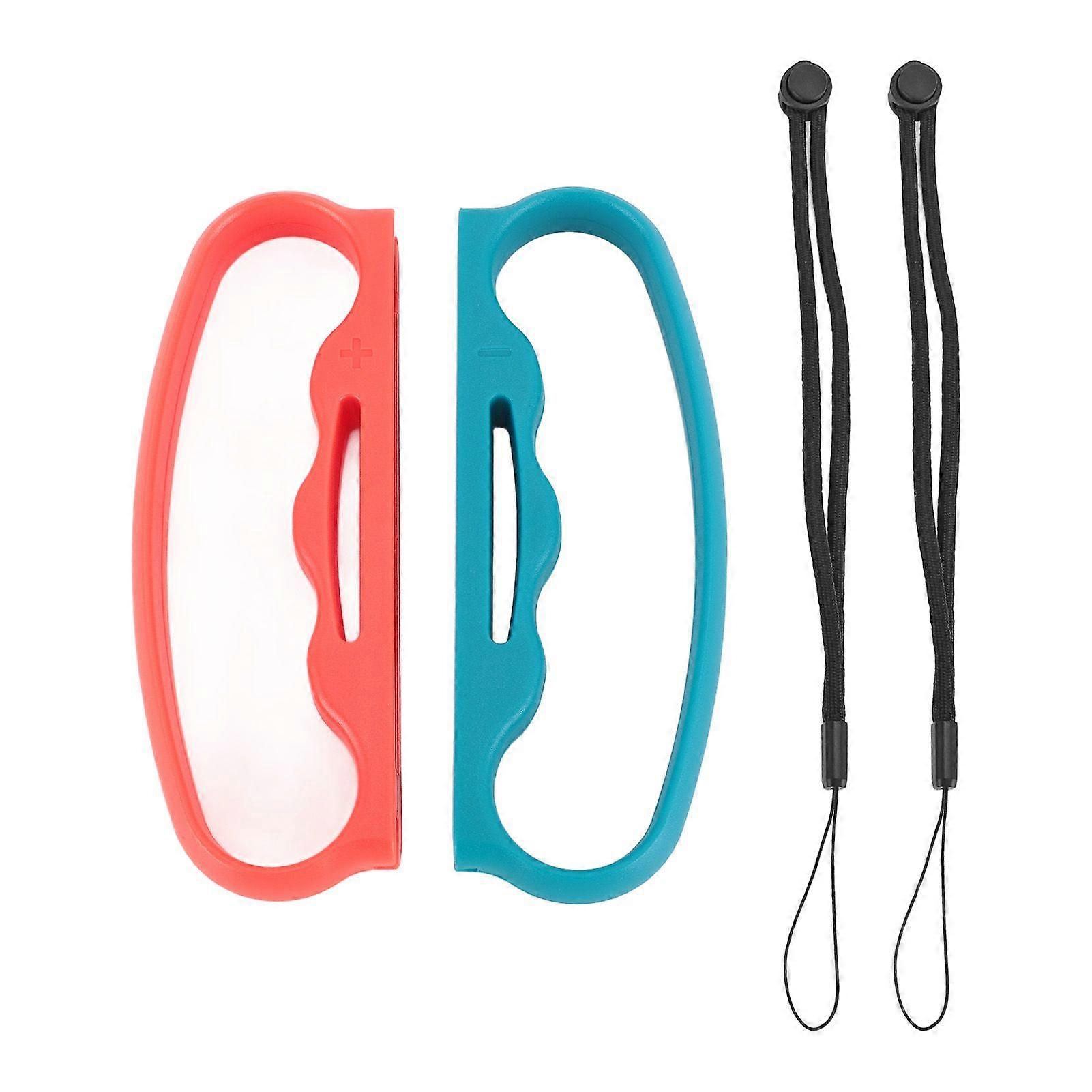 2pcs Hand Grip for Fitness Boxing with Wrist Straps Enhance Gaming Experience Boxing Games Clasp for Switch OLED Controller Accessories Red+Blue