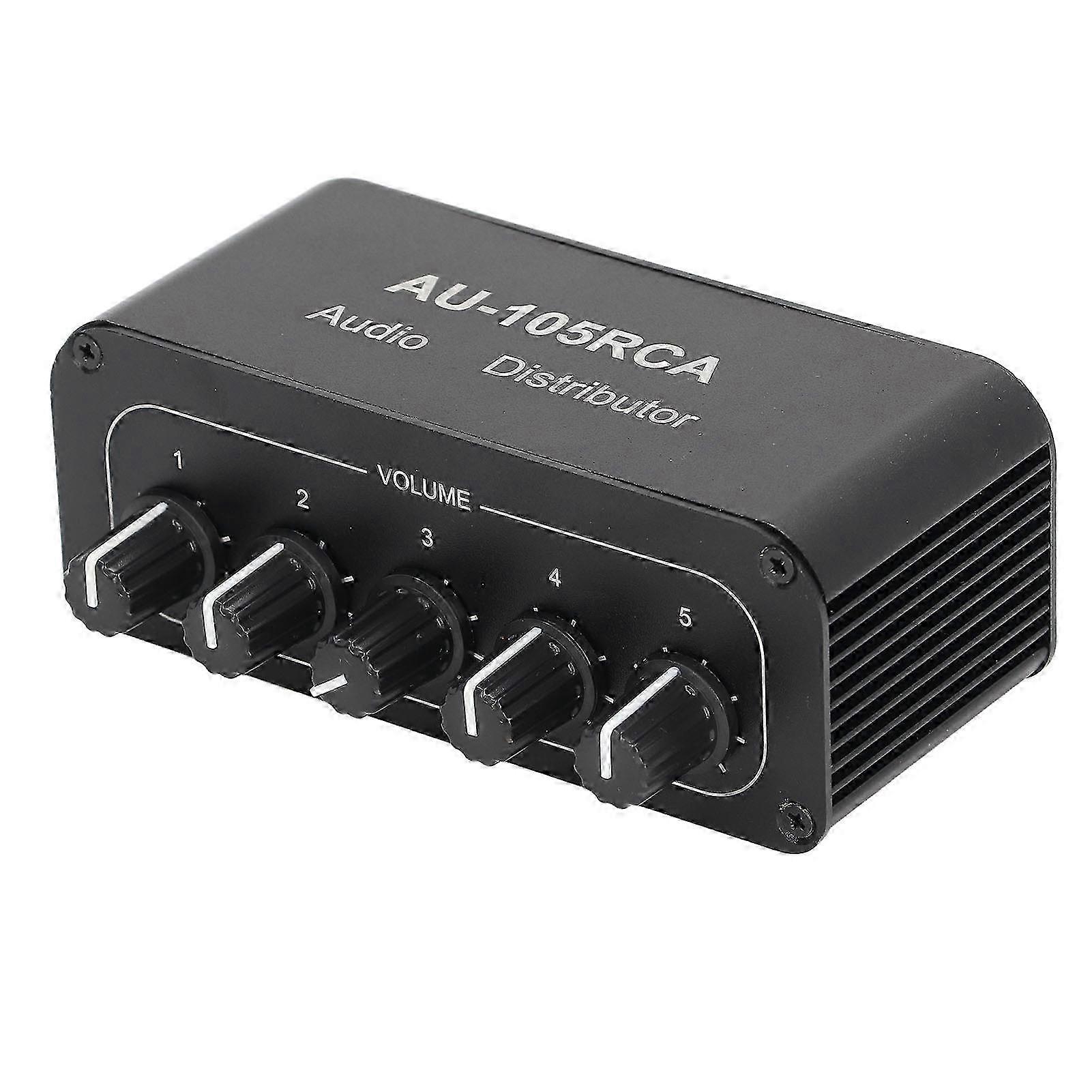 2025 Bi Directional Audio Switcher High Fidelity 5 Way Audio Switch Splitter for Multimedia Conference Room