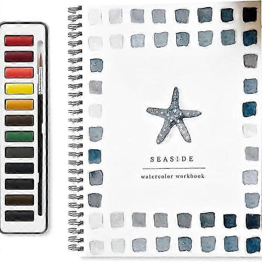 Beginner-Friendly Bird Watercolor Workbook Set with 12 Paints and Brush