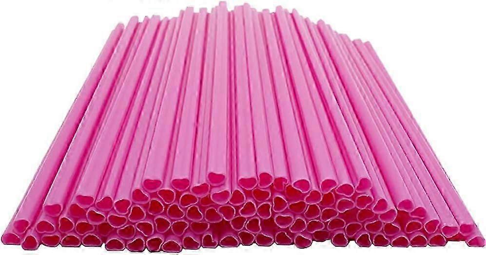 100Pcs Heart Straws Disposable Plastic Party Straws Drinking Straws