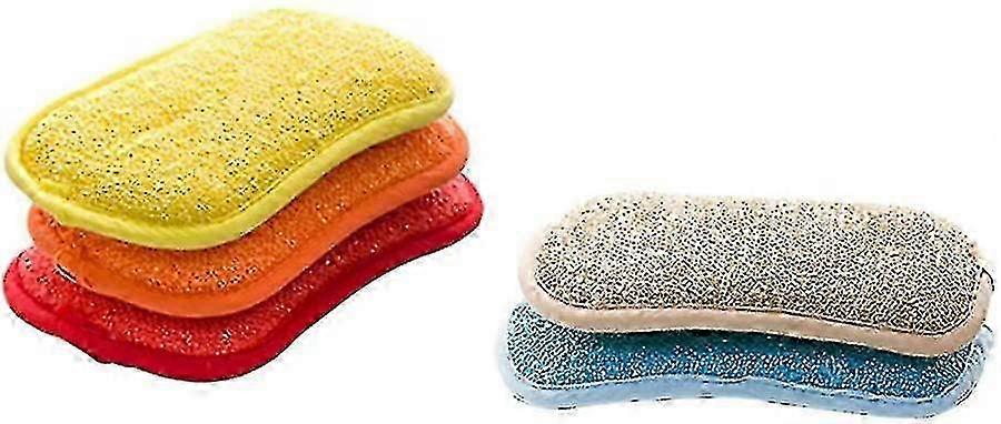 2025 Microfiber Pot Bowl Kitchen Sponges Super Scrub Curved Pattern 2 Sides Set Of