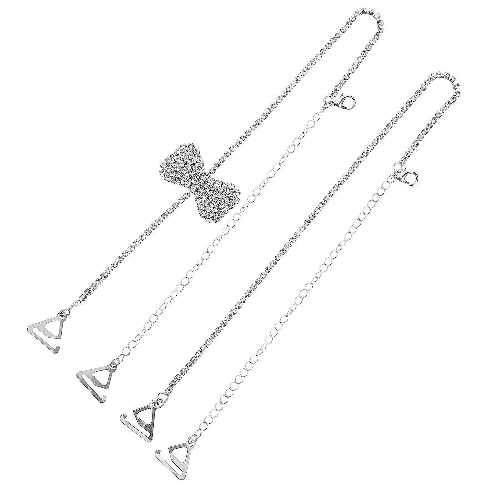 Invisible Shoulder Bra Straps Decorative Bling Rhinestone Replacement 1Pair