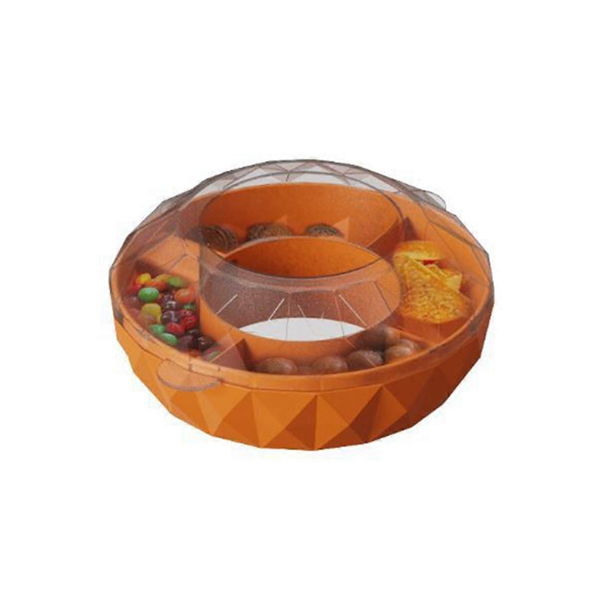 Snack Bowl for 40Oz Cup with Handle Reusable Snack Tray with 4 Compartment Snack Bowl -Orange