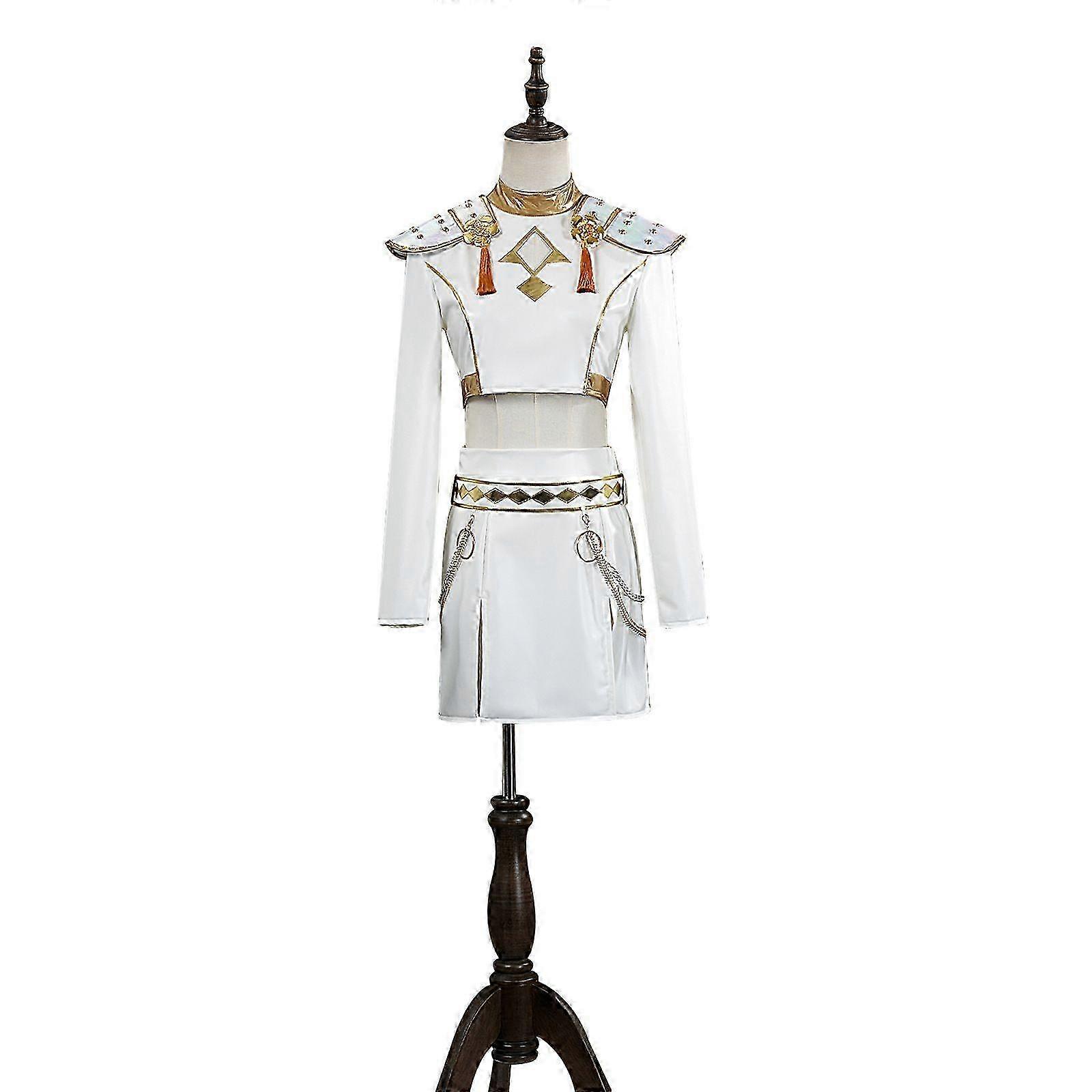 レディース ハロウィーン コスプレ コスチューム - ルミ ゾーイの KPop デーモン ハンターズ ファンシー ドレス セット ホワイト