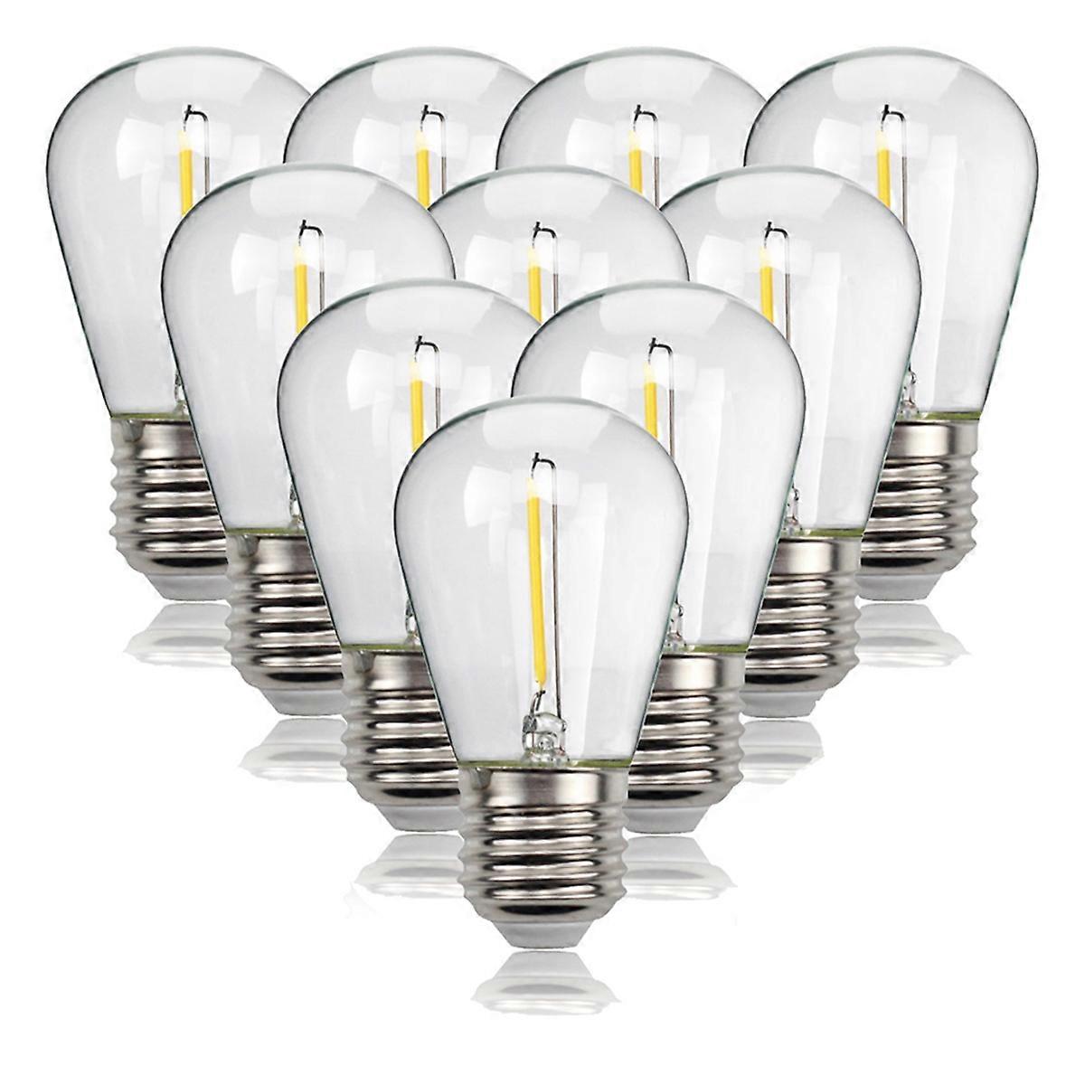 10 Pcs Shatterproof LED String Lights Warm White 2700K E27 Base Waterproof for Indoor Outdoor Use