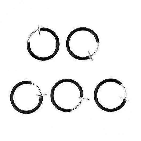 10x5pcs Fake Clip On Nose Ear Septum Lip Eyebrow Ear Ring No-piercing Black
