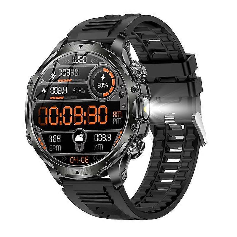 Smartwatch AK75 Flashlight Bluetooth Calling Long Battery Life Outdoor Chronus with Sleep Tracking (Chronus Black)