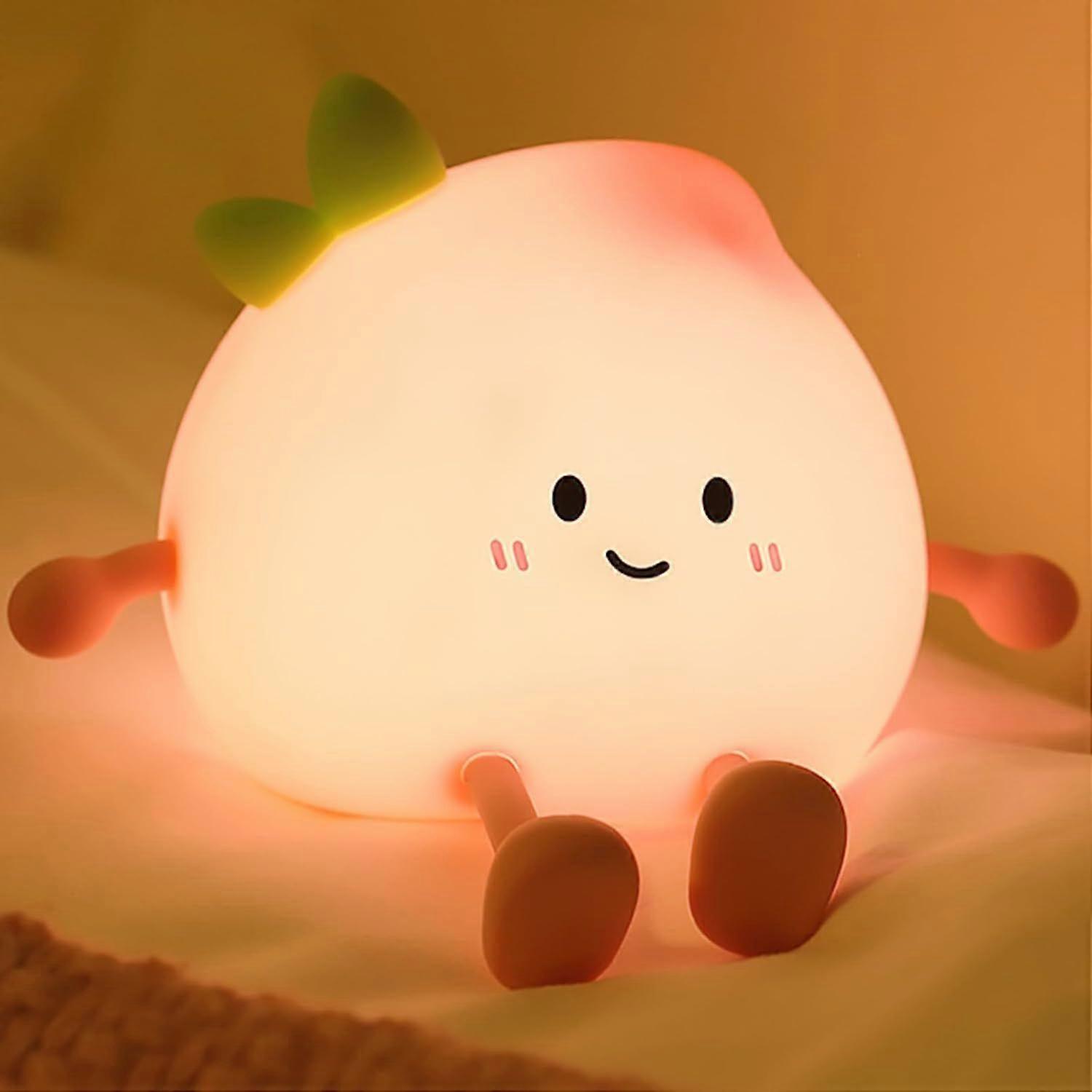 Night Light for Kids, Soft Silicone Nursery Light with 7 Colors & 3 Levels Adjustable Warm Light(Pink)