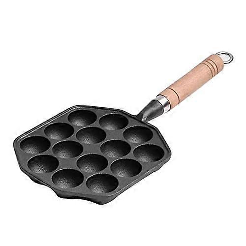 Takoyaki Maker 14Hole Iron NonStick Pan With Removable Handle Octopus Meatball Mould For Home Baking