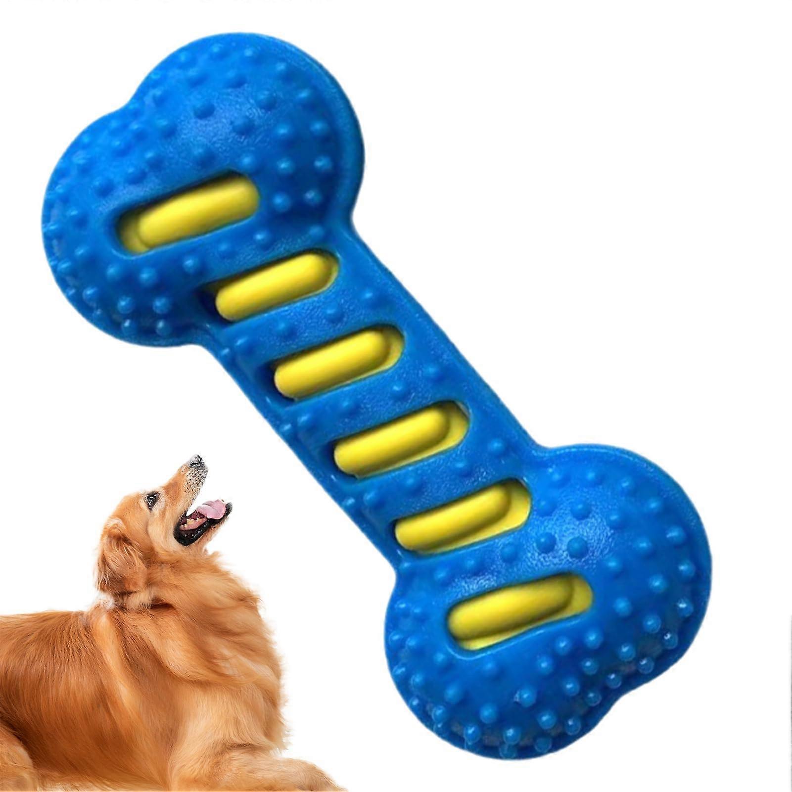 Dog Toy Squeaky Bone Shaped Teething Toy Blue For Dogs Squeaky Chew Sensory Training Reward