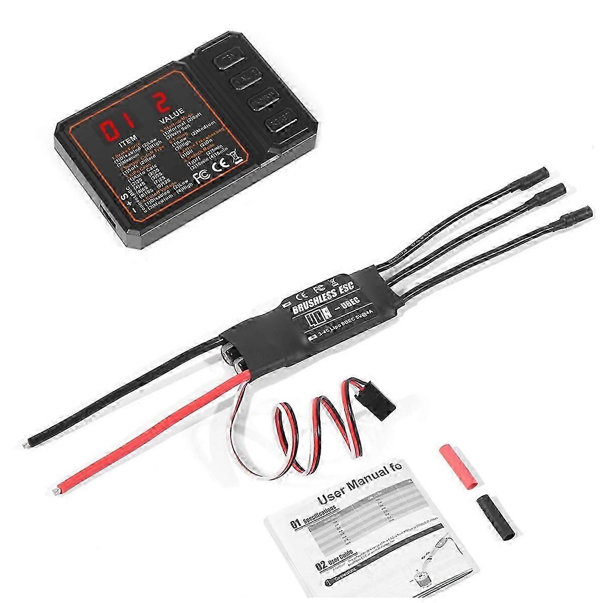 40A Brushless ESC 2-3S Lipo Support BEC Output with Programming Card for RC Car Boat Aircraft DIY P