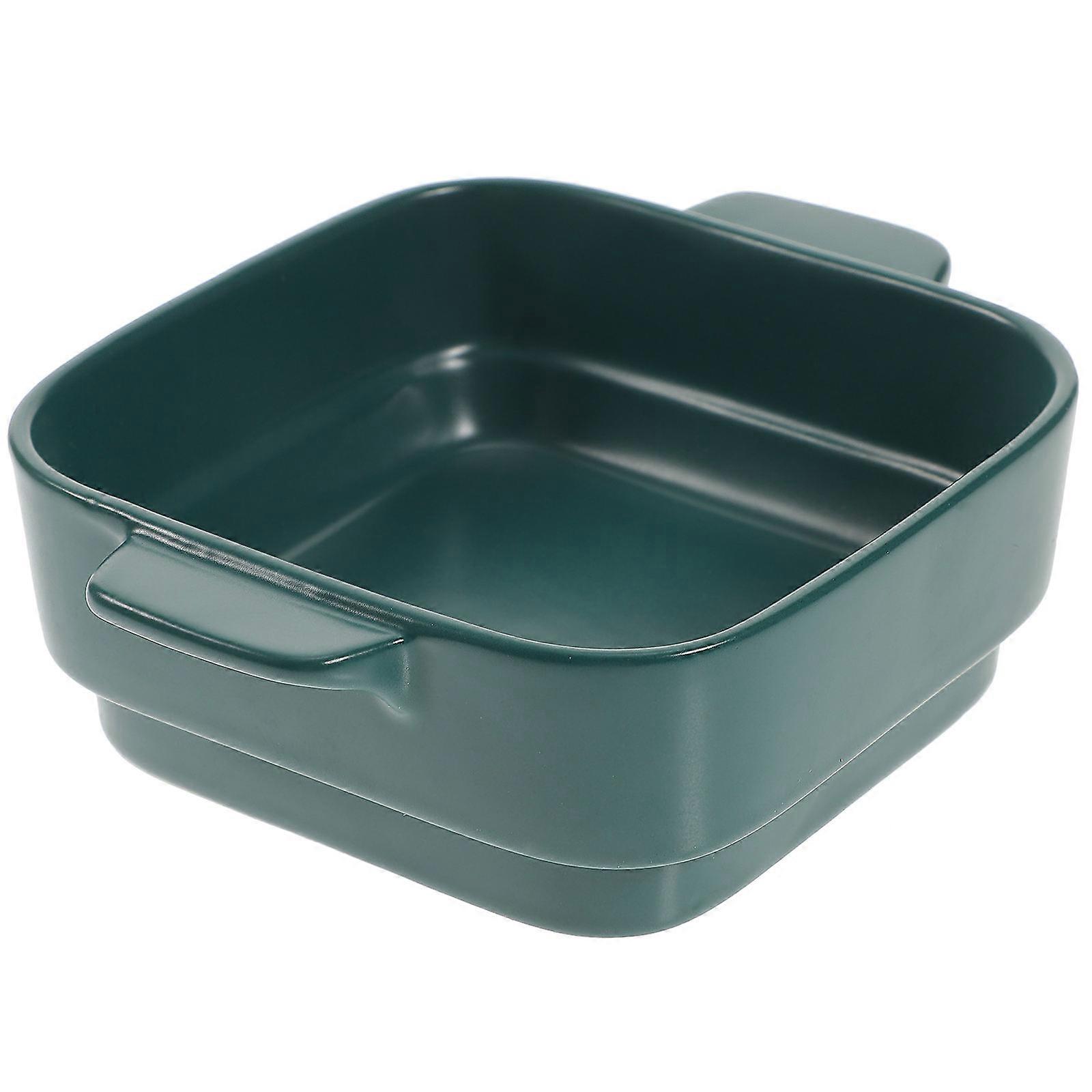 Ceramic Binaural Baking Tray for Family Use Grey Material Safe to Use 1Pc