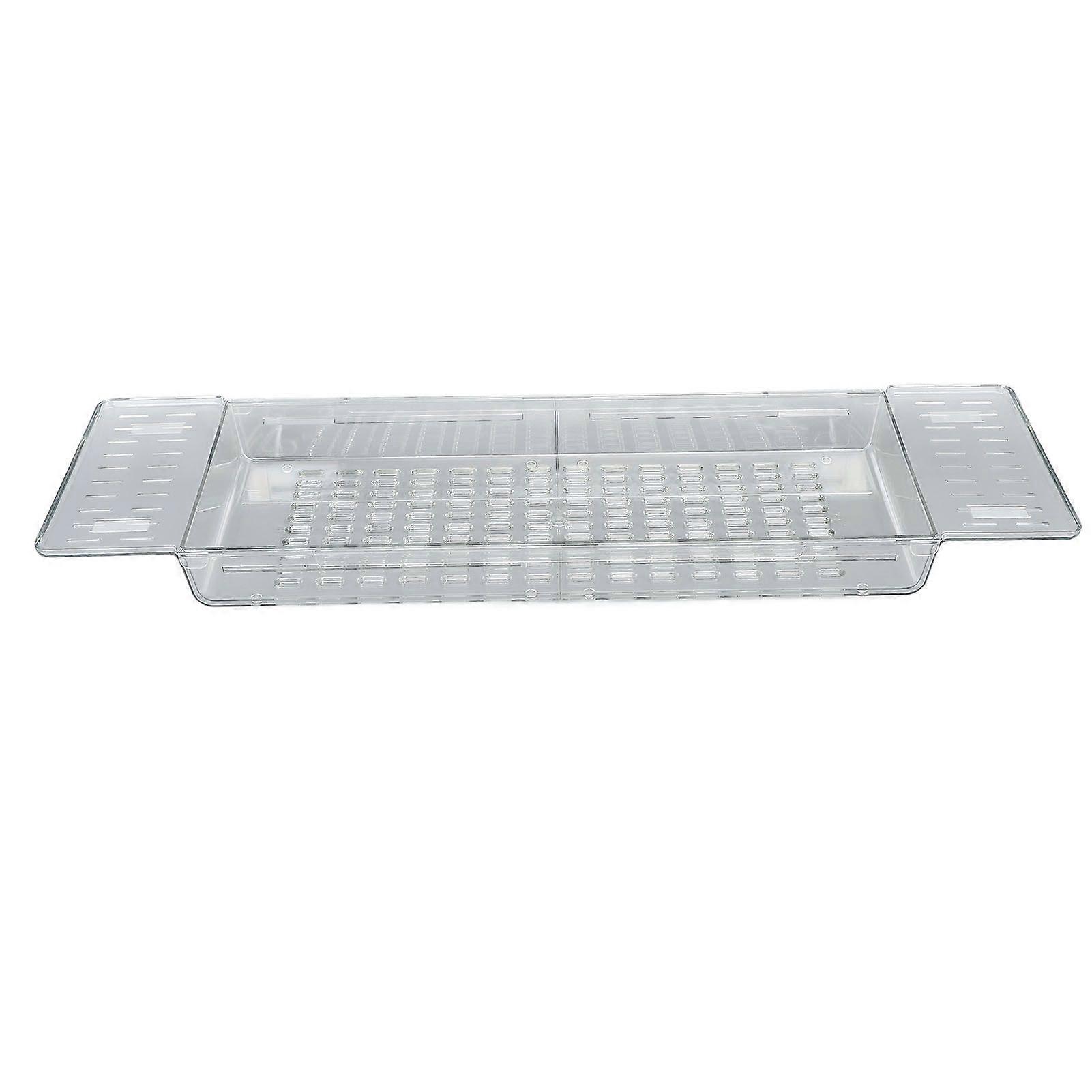 Bathtub Tray Table Extendable Draining Large Capacity Waterproof Bath Shelf for Bathroom Transparent