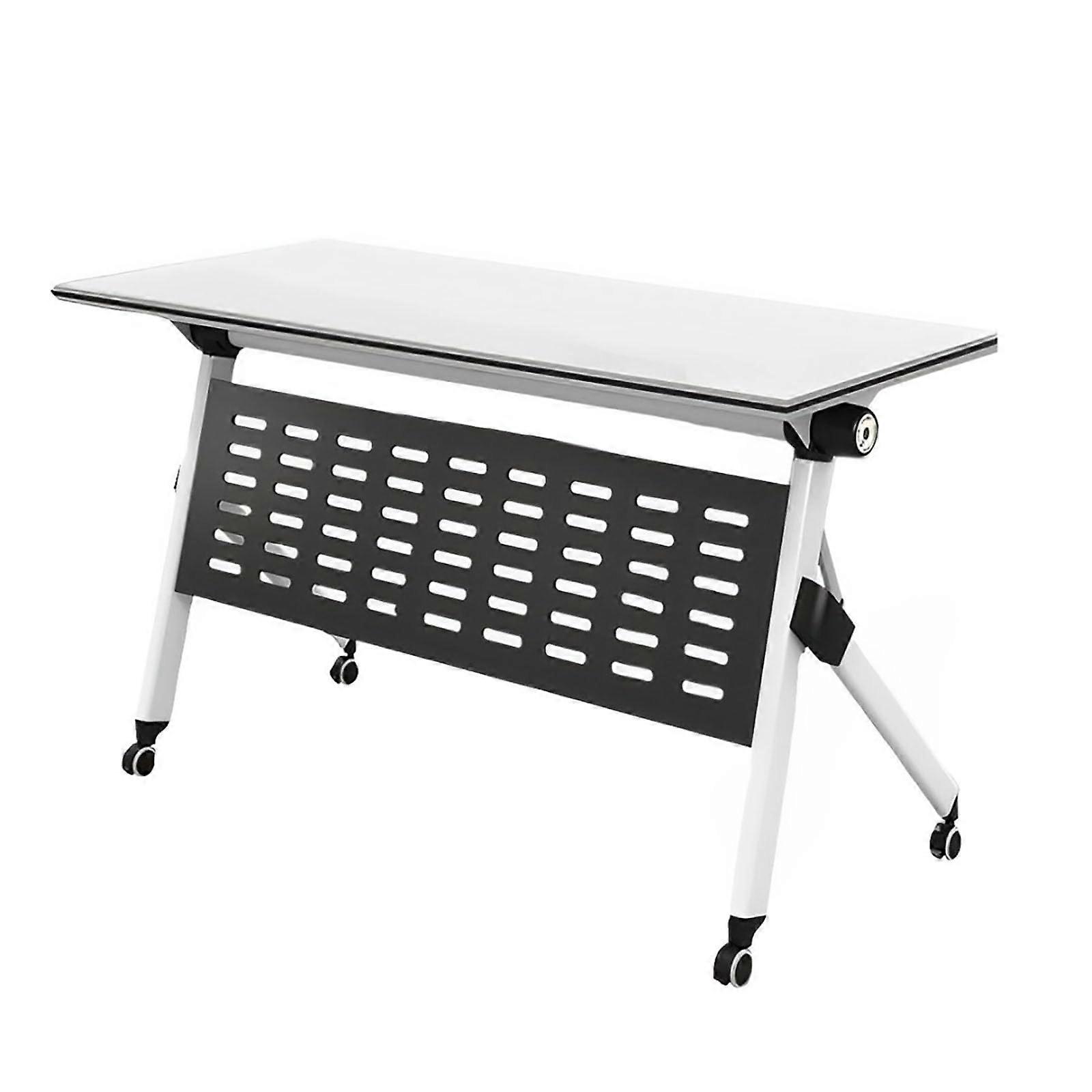 Mobile Folding Table With 360 Degree Wheels 120x40x75 CM White Easy Assembly SpaceSaving For Home And Office