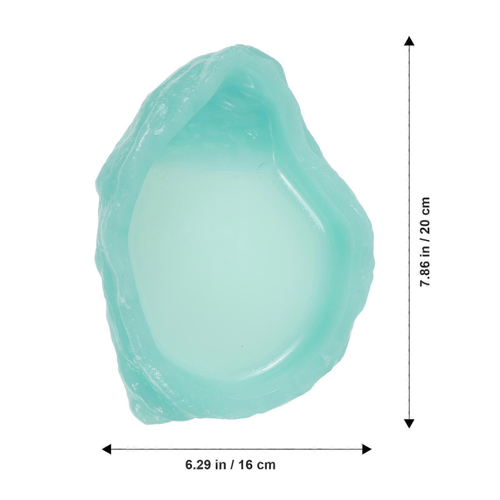 Reptile Bowls Water Dish for Nighttime Feeding Light Green Resin Bowl Prevent Overturn Non-Slip 1Pack