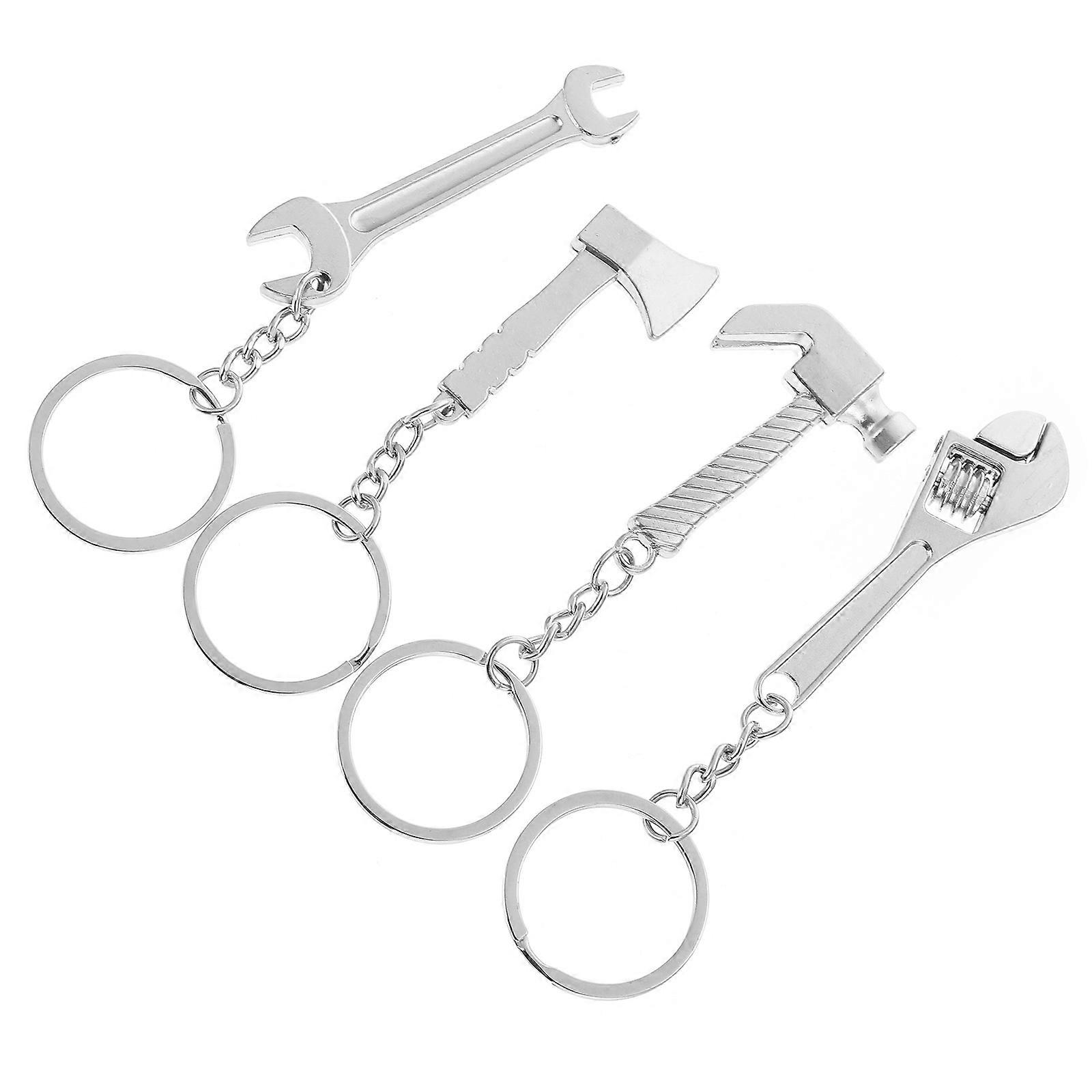 Imitation Tool Keychains 4Pcs Zinc Alloy Silver with Rust-Resistant Durability for Decoration