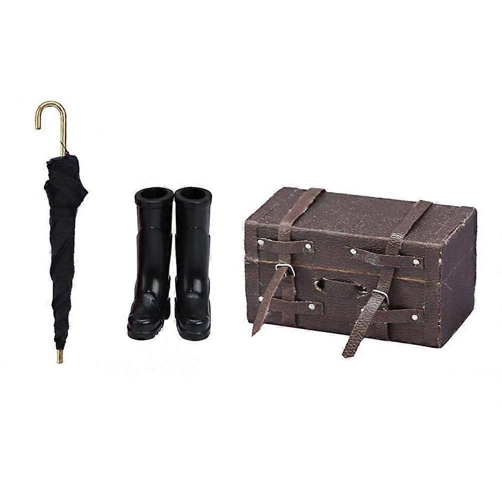 Mini House Accessories Doll House Travel Set with Rain Boots and Umbrella
