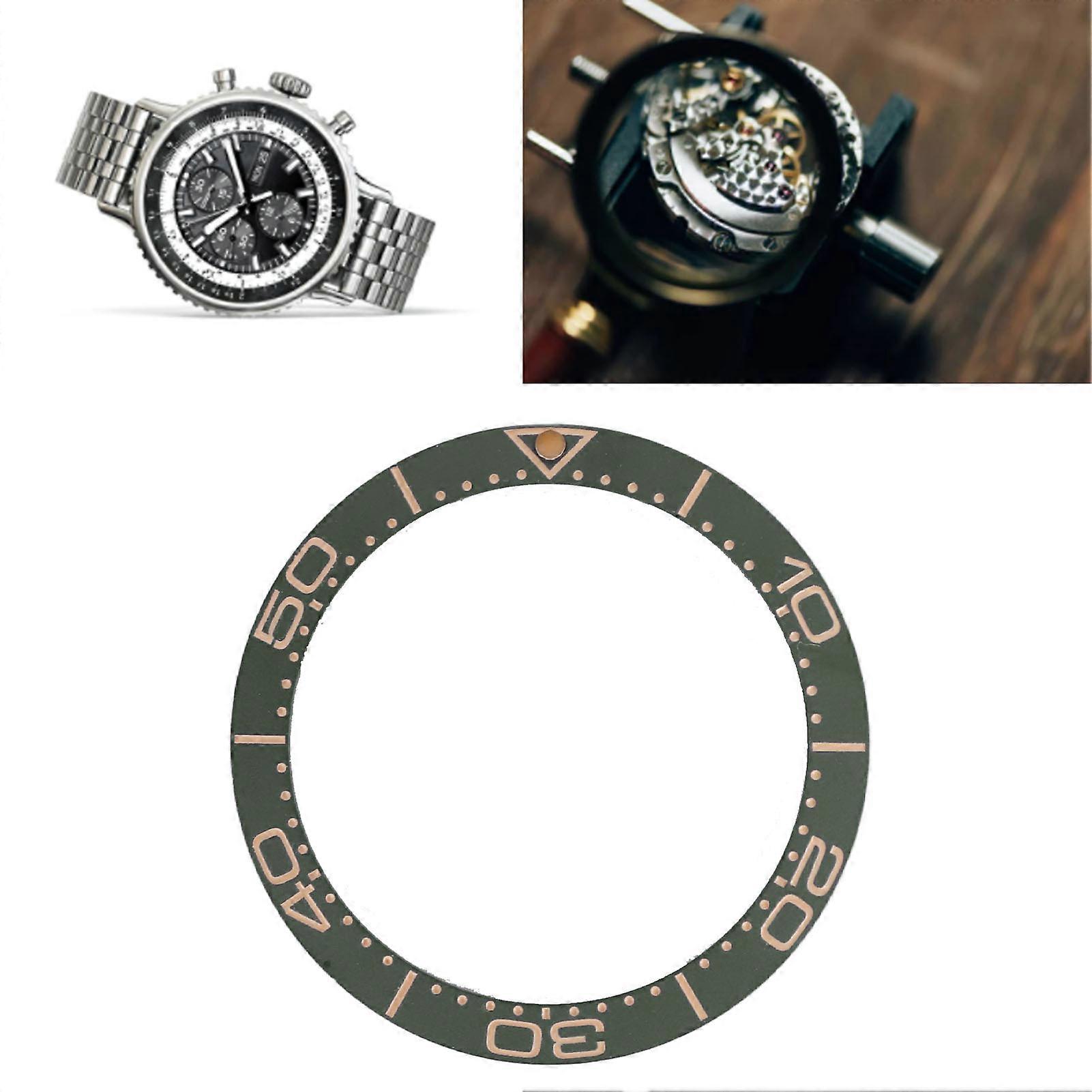 Ceramic Watch Bezel Ring 38mm Green Sand Blast Insert