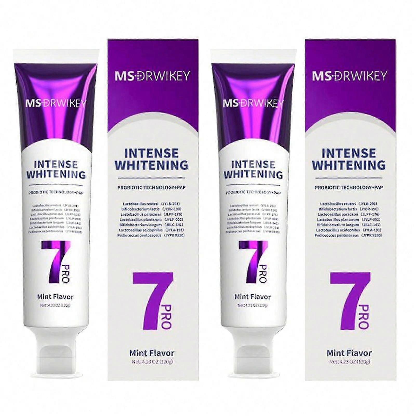 7Pro Deep Whitening Toothpaste with 7 Probiotics - Advanced Formula for Stain Removal and Gum Health - Fluoride-Free, Enamel-Safe, Fresh Min