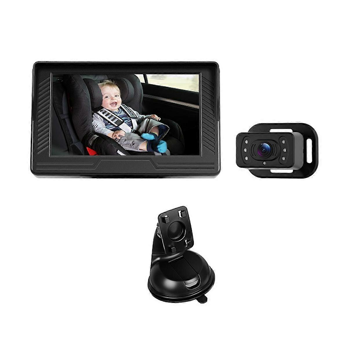 Caméra bébé pour voiture, écran HD 4,3 pouces avec vision nocturne, caméra arrière pour bébé avec vue large et rotative