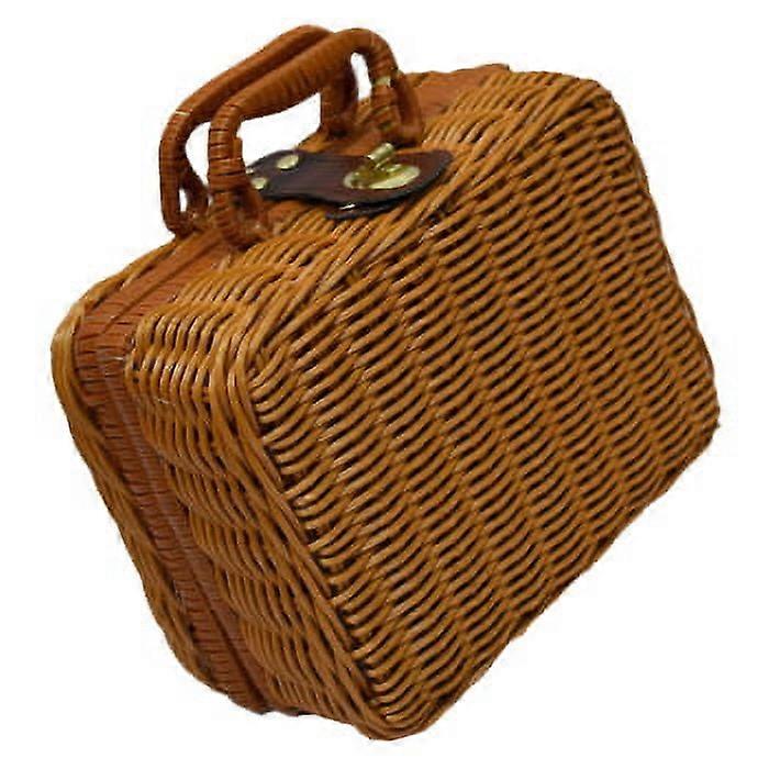 Zonh Wicker Picnic Basket with Lid and Serving Tray