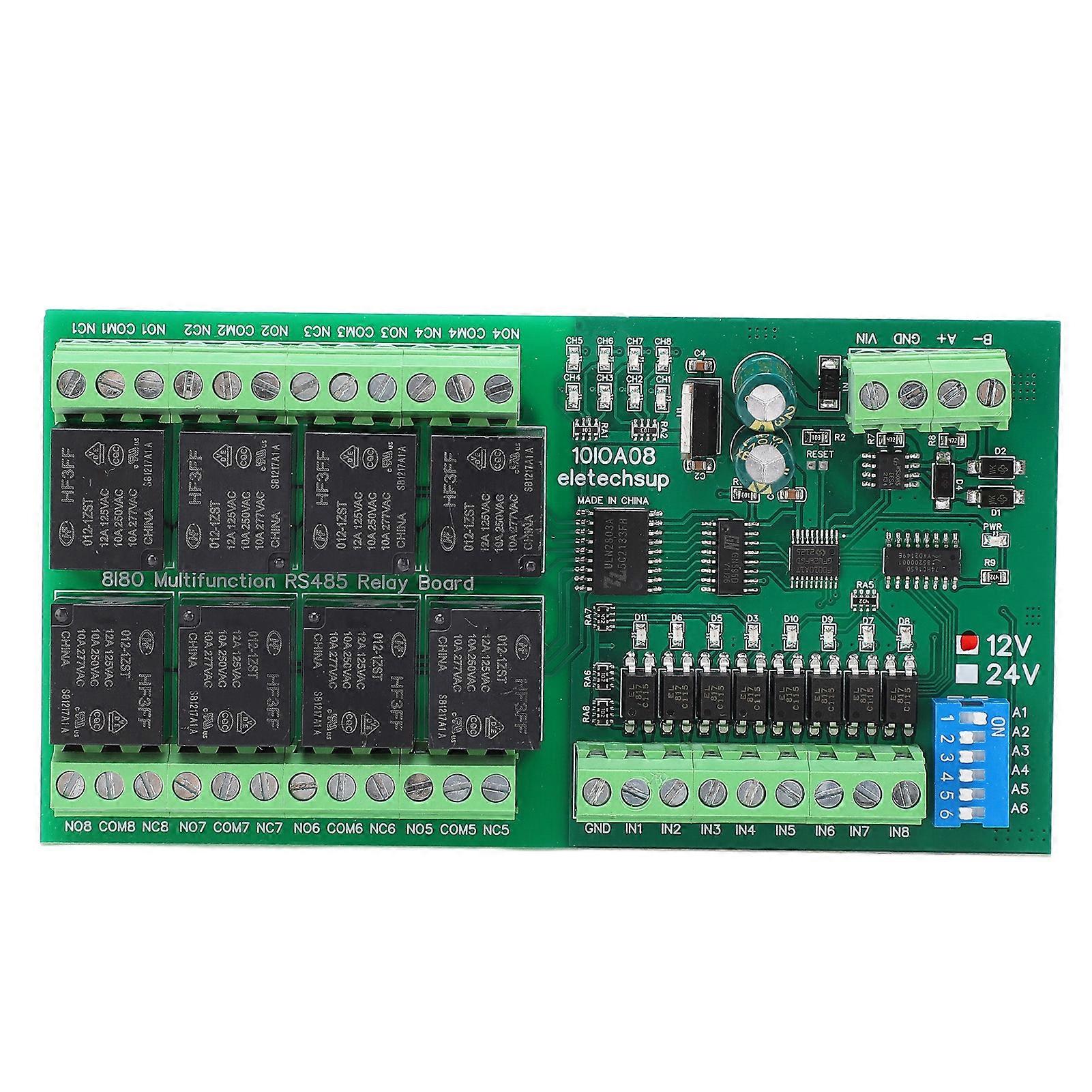 8 Channel RS485 Relay Module Control Board Switch Controller DC 12V Accessory for Equipment
