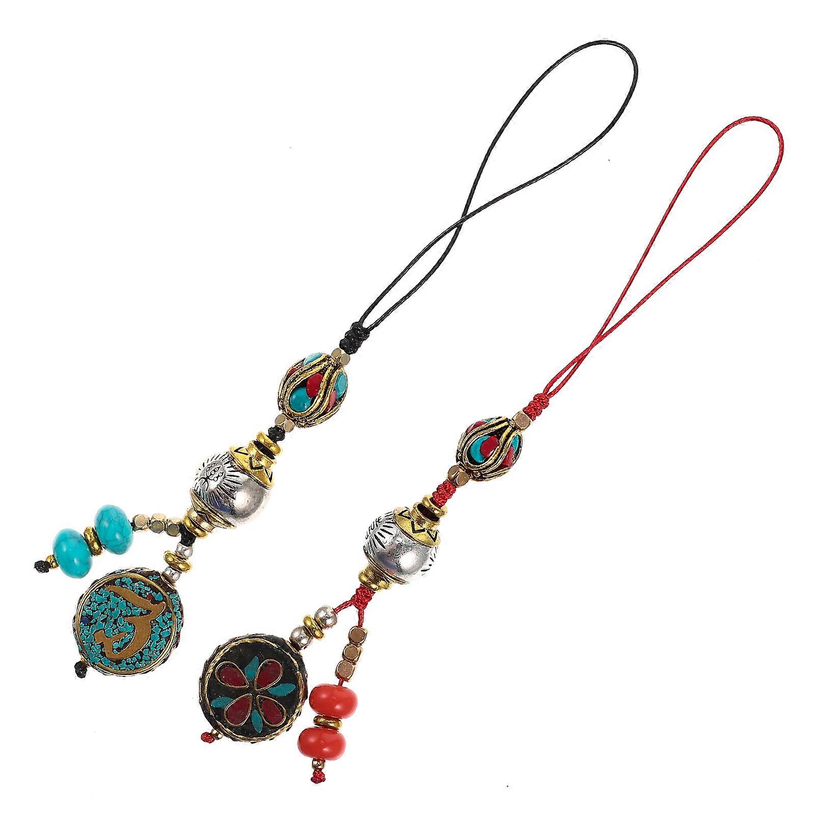 Chakra Metal Pendant Key Chain for Hanging 2Pcs Decorative Car Charm