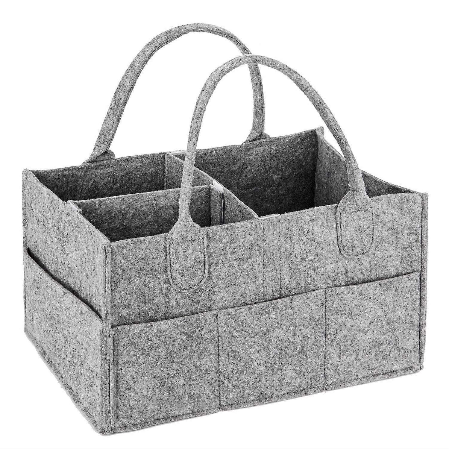 Baby Diaper Caddy Organiser Portable Changing Table Nursery Storage Bin Basket Changeable Compartments Grey Wipes Bag