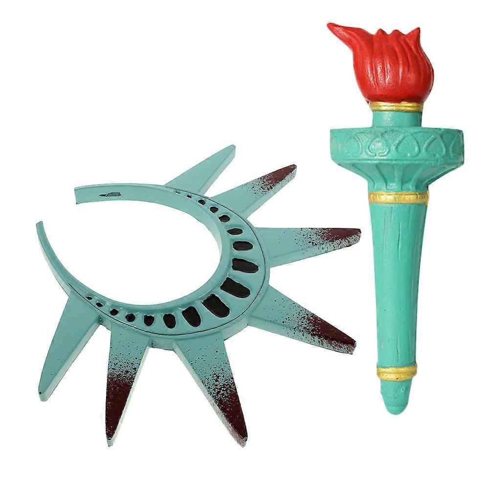Cosplay Event Prop 4 Sets Lady Costume Torch Crown Headband Assorted Color Comfortable Wear Accessory