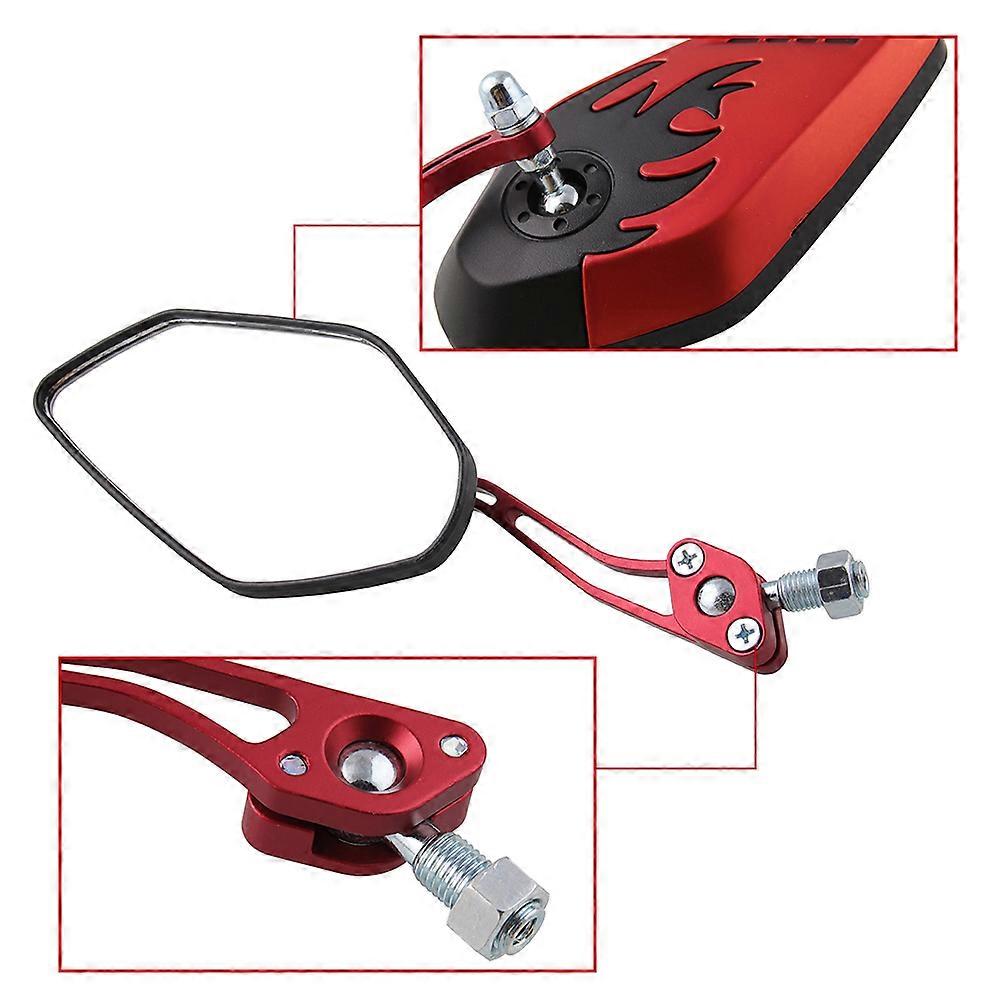 Handlebar Rearview Mirror Motorcycle Modified Reversing Mirror 4Pcs Red Color
