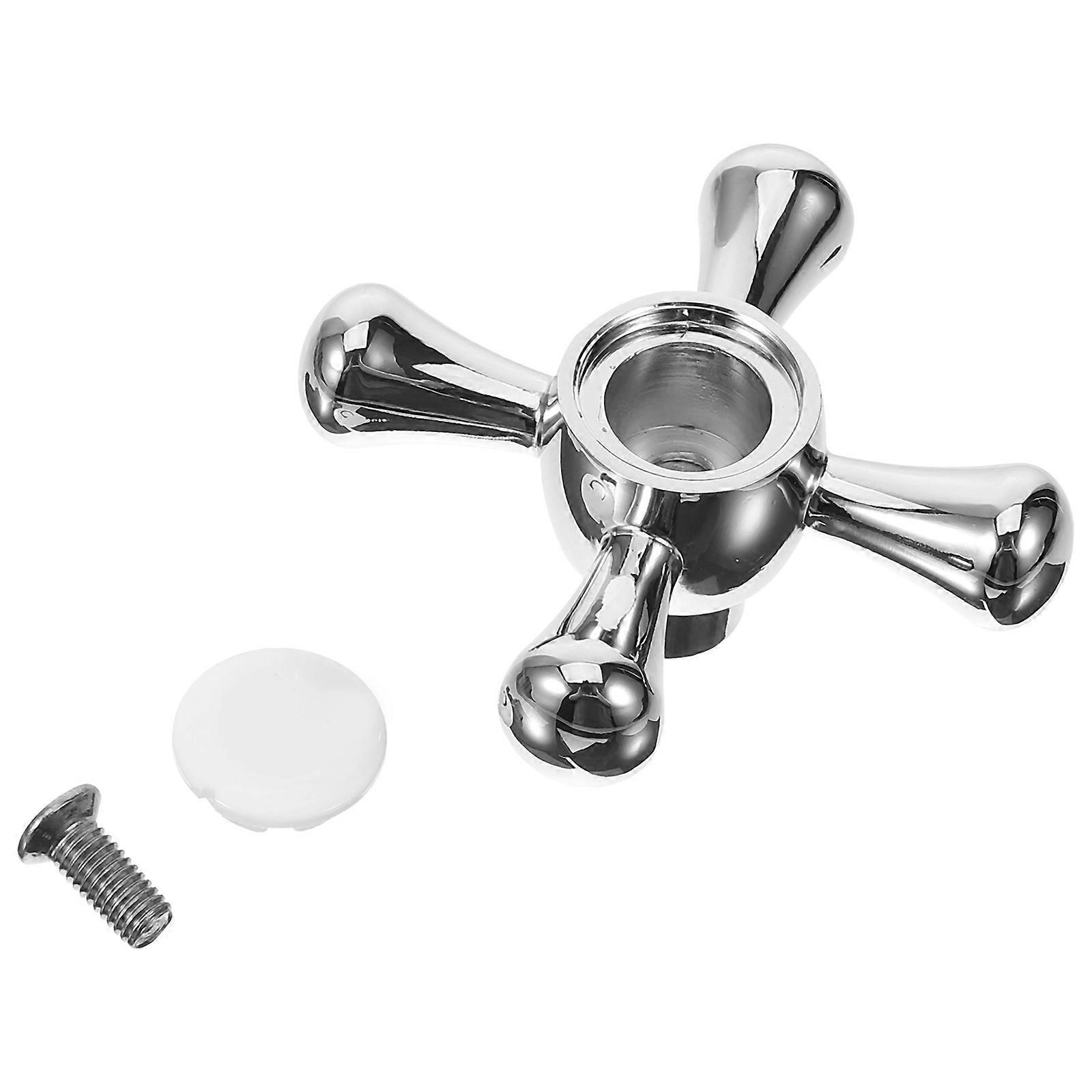 Zinc Alloy Faucet Handle Kitchen Bathroom Faucet Handle 3Pcs Modern Design Cross-Shaped Water Flow Control for Home Use