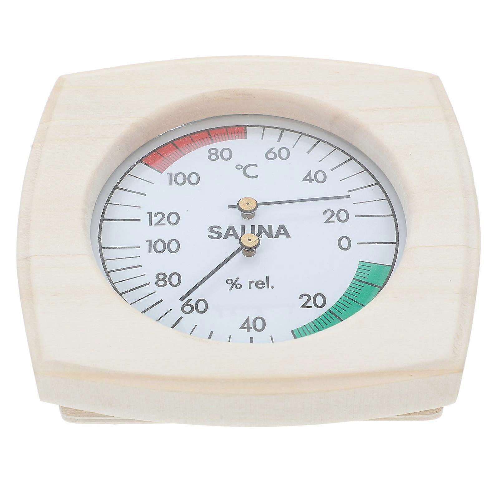 Khaki Wooden Sauna Thermometer And Hygrometer 2 In 1 Device For Sauna Room Accessories With Temperature And Humidity Measuring 3Pcs