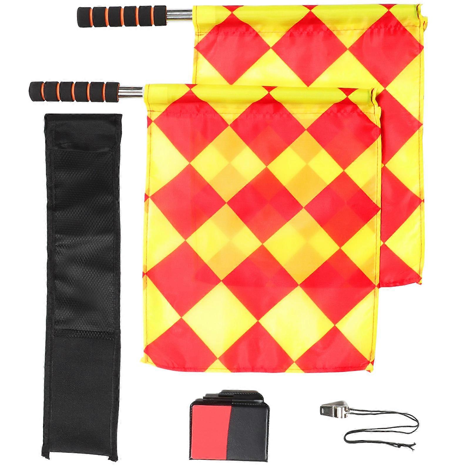 Soccer Referee Flag Set Including Red Yellow Cards and Whistle 1Set