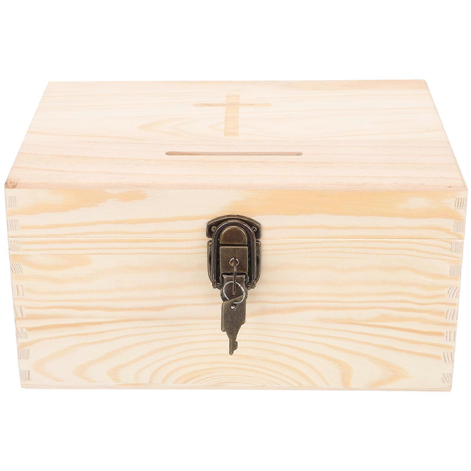 Donation Box Wooden Collection Box for Office Use with Lock