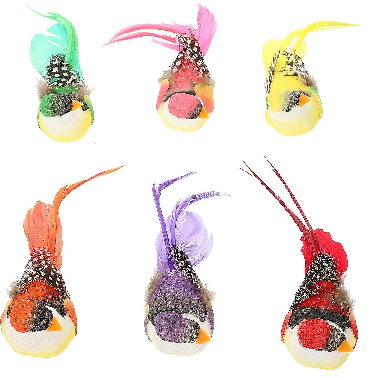 Colorful Artificial Birds Simulation Bird Decor for Home 6Pcs