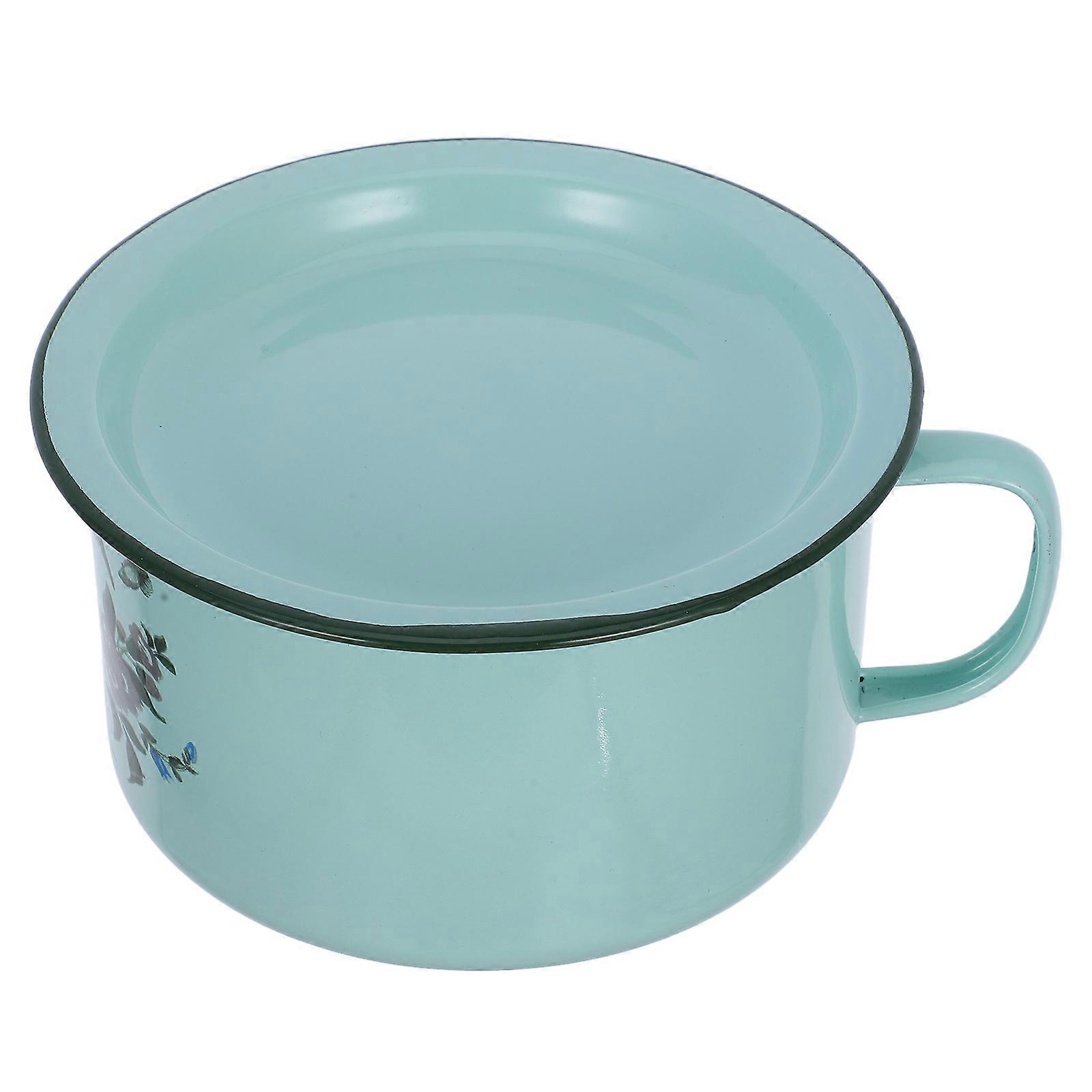 Vintage Enamel Cereal Cup for Home Use with Lid Multi-Functional