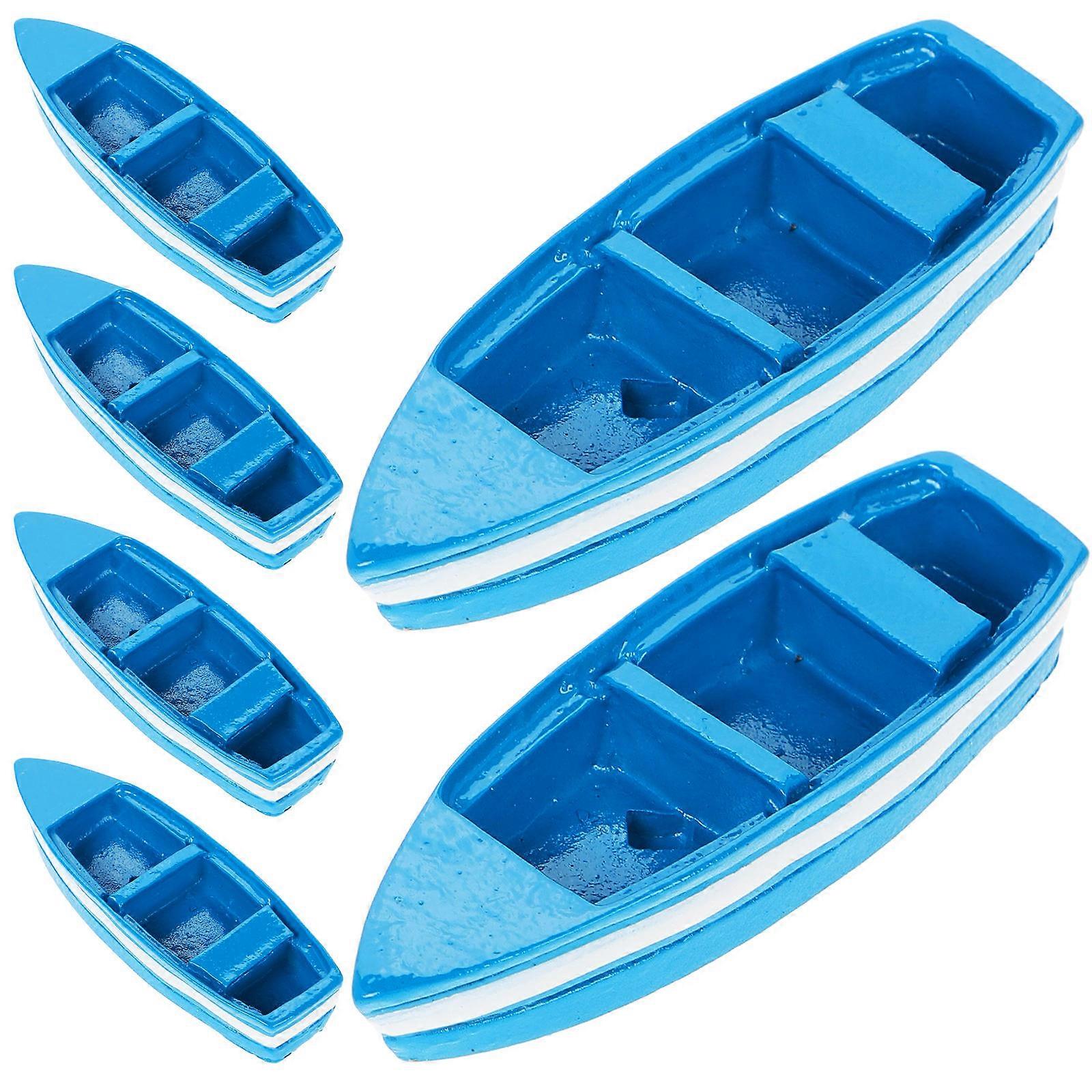 Miniature Beach Boat Ornaments for DIY Micro Landscape 24Pcs Blue