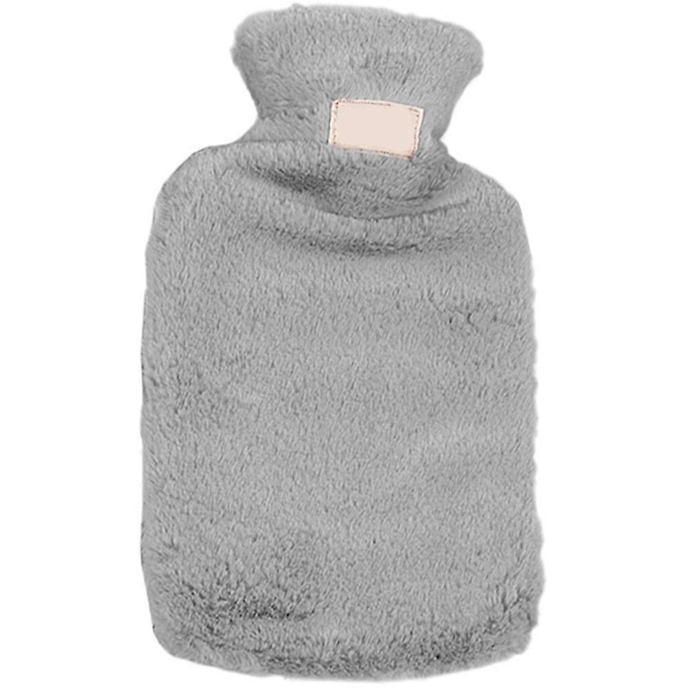 Hot Water Bottle Grey Plush with Portable Design for Hand Warmer for Storage