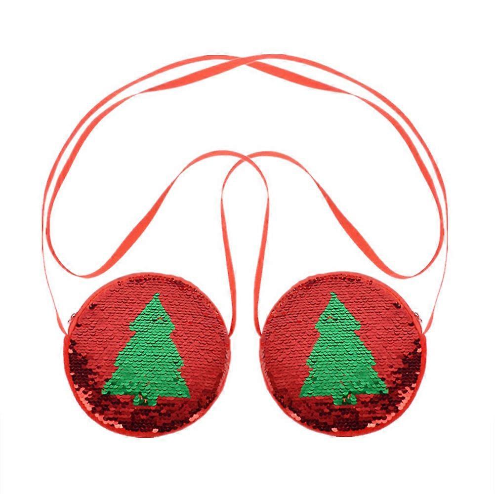 2Pcs Creative Christmas Tree Pattern Children Handbags With Double Color Design For Daily Small Item Organization