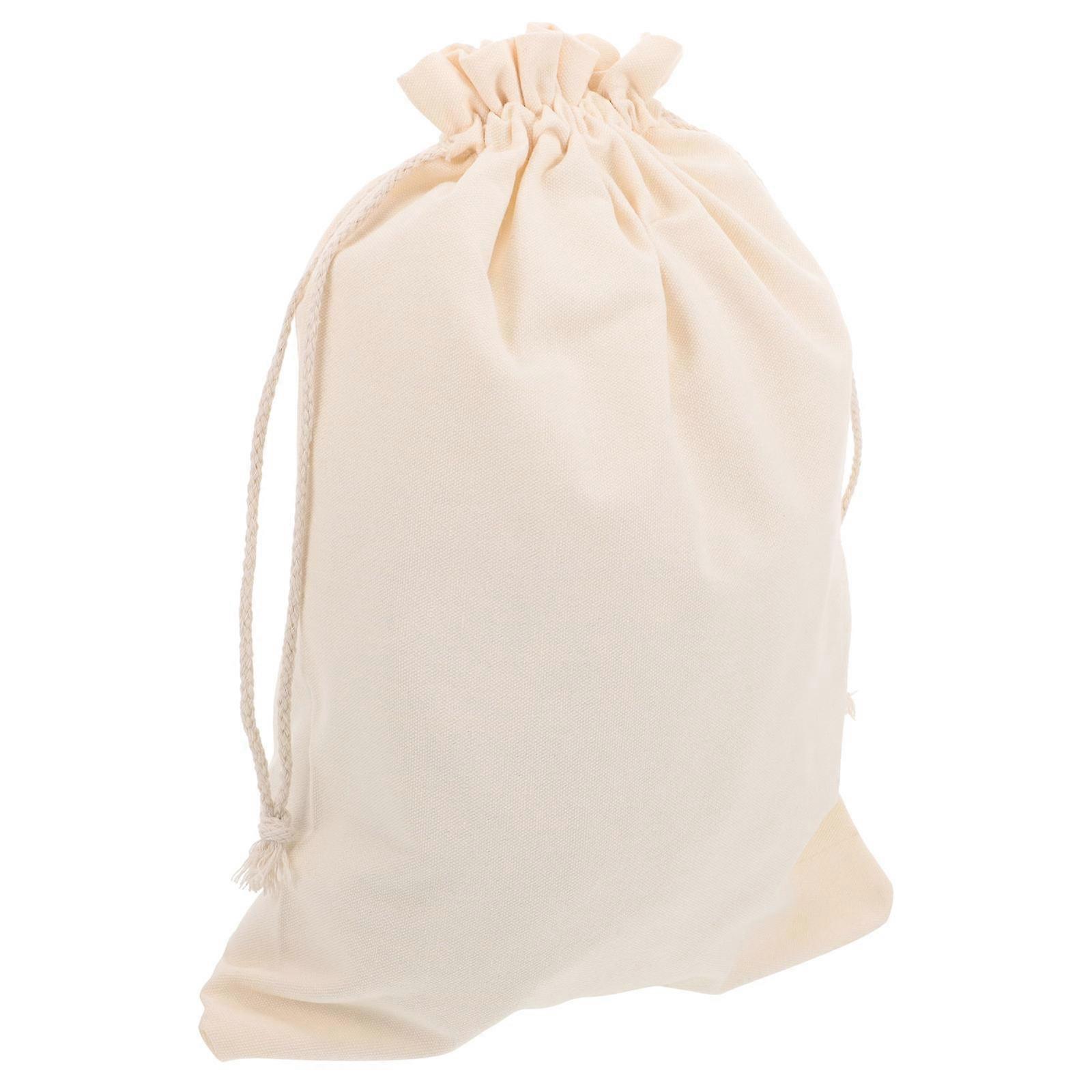 Flour Bag Large Capacity Drawstring Storage Holder For Home Travel With White Color 3Pcs