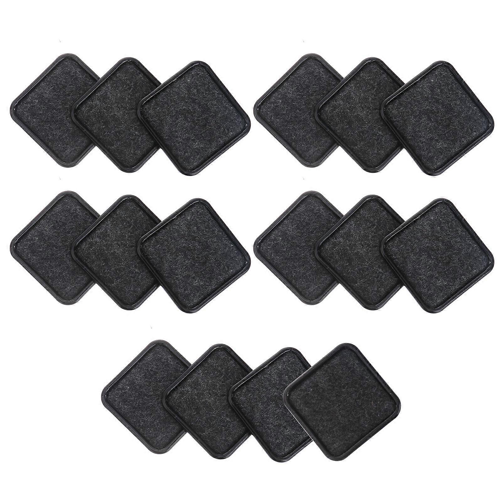 Square Furniture Stopper Caster Cups for Home Use 48Pcs Black Set