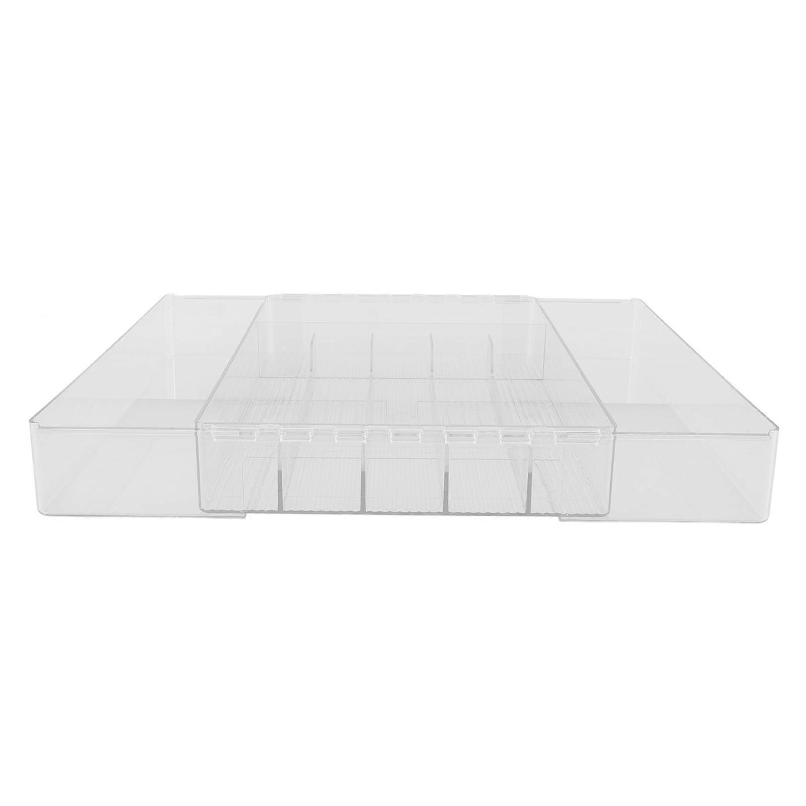 Expandable Kitchen Utensils Organizer Multi-Compartment Drawer Case Transparent 1Pack