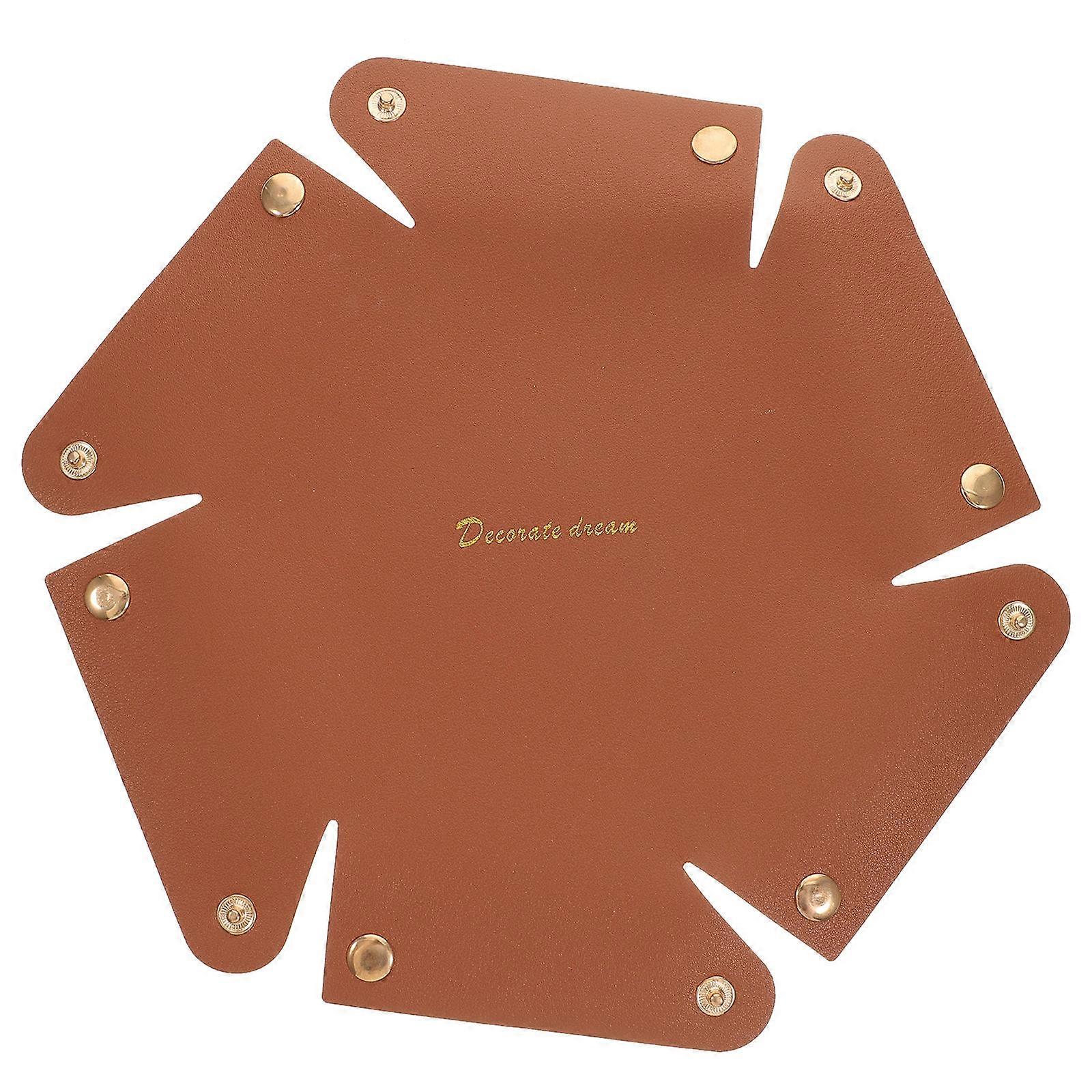Entryway Key Holder Stand Key Storage Solution for Men Brown Color Small Valet Tray 1Pcs