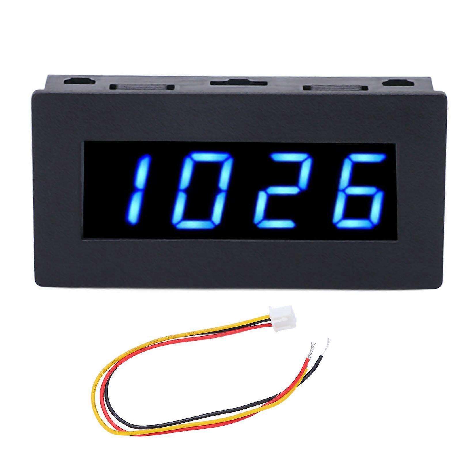 4 Digit LED Display Tachometer Multifunctional RPM Rotation Speed Tester with Cable DC 815V Blue Backlight