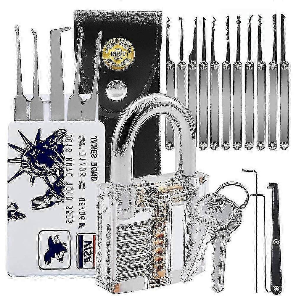 lock pick set 20pc with transparent practice lock