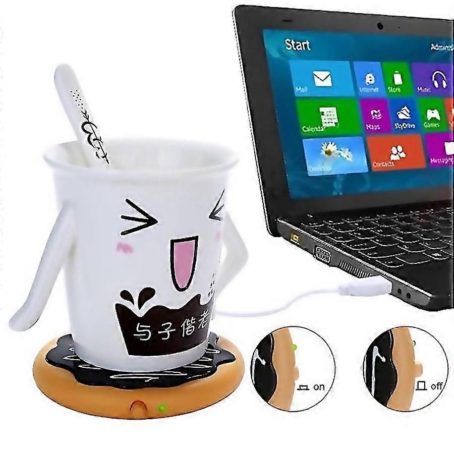For Donut Design Usb Power Cable Desktop Mug Cup Warmer Tea Coffee Drinks Heating Mat